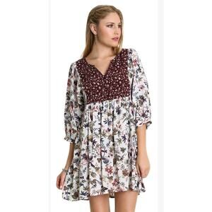 Umgee USA Floral Mixed Print Boho Dress Medium